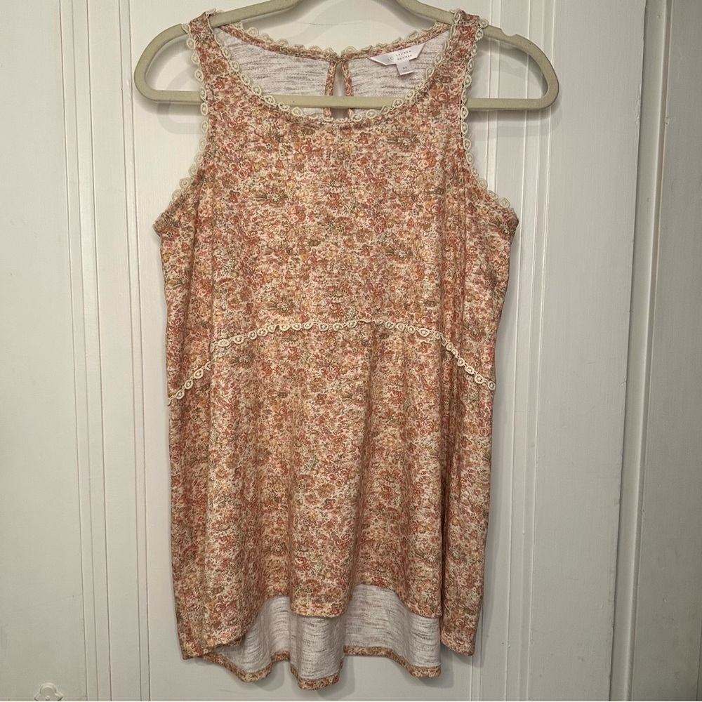 LC Lauren Conrad Textured Top with Decretive Ruffle Detail